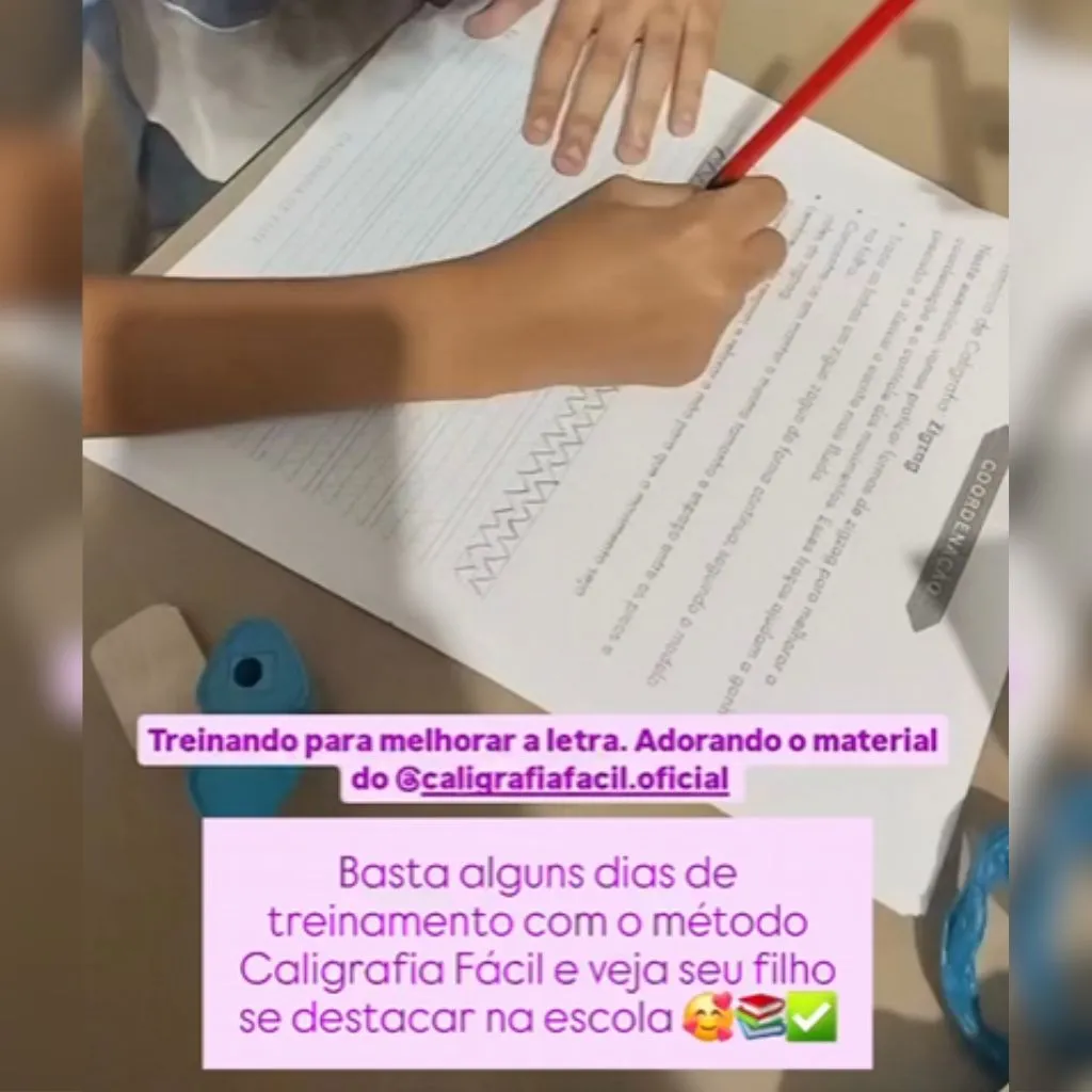 Resultado de aluno do Método Caligrafia Fácil